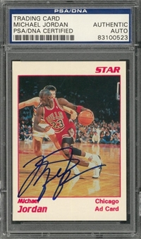 1990/91 Star Chicago White Ad Michael Jordan Signed Card – PSA//DNA Authentic
